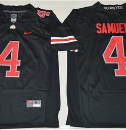Buckeyes #4 Curtis Samuel Black(Red No.) Limited Stitched NCAA Jersey