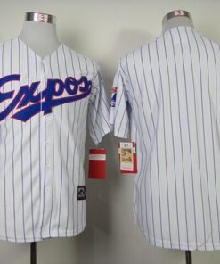 Mitchell And Ness Expos Blank White(Blue Strip) Throwback Stitched MLB Jersey