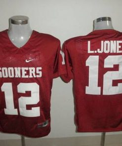 Sooners #12 Landy Jones Red Stitched NCAA Jersey