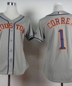 Astros #1 Carlos Correa Grey Road Women's Stitched MLB Jersey