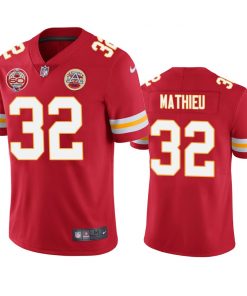 Men's Kansas City Chiefs #32 Tyrann Mathieu Red 2019 60th Anniversary Limited Stitched NFL Jersey.