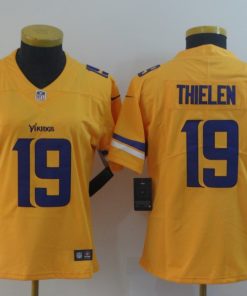 Women's Minnesota Vikings #19 Adam Thielen Gold Inverted Legend Stitched NFL Jersey(Run Small)