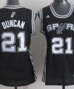Spurs #21 Tim Duncan Black Women's Road Stitched NBA Jersey