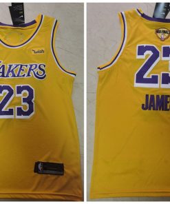 Men's Los Angeles Lakers #23 LeBron James 2020 Gold Finals Bound With KB Patch Stitched Jersey