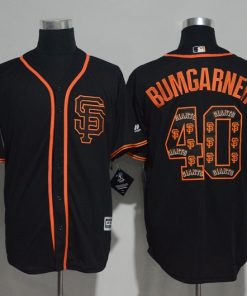 Men's San Francisco Giants #40 Madison Bumgarner Black Team Logo Print Cool Base   Stitched MLB Jersey