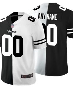 Men's Minnesota Vikings Custom Black White Split Limited Stitched Jersey