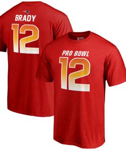 Patriots Tom Brady AFC Pro Line 2018 NFL Pro Bowl Red T-Shirt