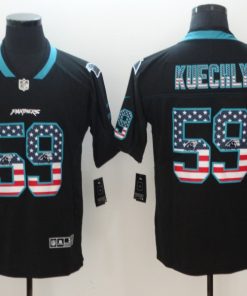 Men's Panthers #59 Luke Kuechly 2018 Black USA Flag Color Rush Limited Fashion NFL Stitched Jersey