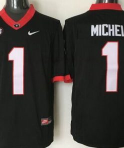 Bulldogs #1 Sony Michel Black Limited SEC Patch Stitched NCAA Jersey