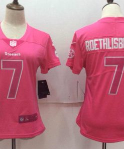 Women's Nike Pittsburgh Steelers #7 Ben Roethlisberger Pink Limited Rush Fashion Stitched NFL Jersey