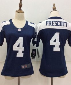 Women's Nike Dallas Cowboys # 4 Dak Prescott Blue Throwback Vapor Untouchable Player Limited Stitched NFL Jersey