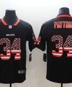 Men's Bears #34 Walter Payton Black USA Flag Color Rush Limited Fashion NFL Stitched Jersey