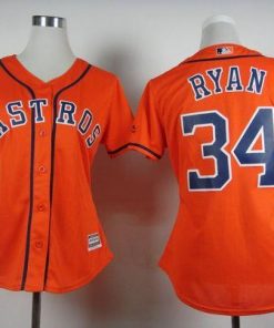 Astros #34 Nolan Ryan Orange Alternate Women's Stitched MLB Jersey