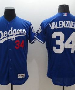 Dodgers #34 Fernando Valenzuela Blue Flexbase Authentic Collection Stitched MLB Jersey