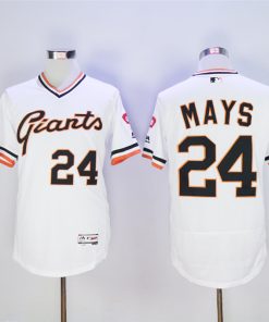 Men's San Franciscoc Giants #24 Willie Mays White  Throwback Flexbase Stitched MLB Jersey