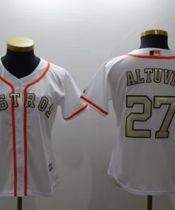 Women's Houston Astros #27 Jose Altuve Majestic White 2018 Gold Program Cool Base Player Stitched MLB Jersey