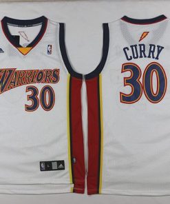 Warriors #30 Stephen Curry White Throwback Stitched NBA Jersey