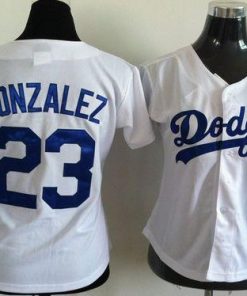 Dodgers #23 Adrian Gonzalez White Women's Fashion Stitched MLB Jersey