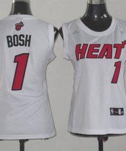 Heat #1 Chris Bosh White Women Fashion Stitched NBA Jersey