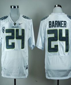 Ducks #24 Kenjon Barner White With PAC-12 Patch Stitched NCAA Jersey