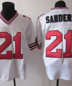 1992 Mitchell And Ness Falcons #21 Deion Sanders White Throwback Stitched NFL Jersey