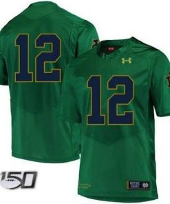 Men's Notre Dame #12 Ian Book Green Stitched NCAA Jersey