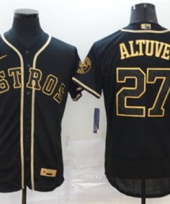 Men's Houston Astros #27 Jose Altuve 2020 Black Golden Flex Base Stitched MLB Jersey