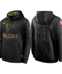 Men's Atlanta Falcons #21 Todd Gurley II 2020 Black Salute to Service Sideline Performance Pullover Hoodie