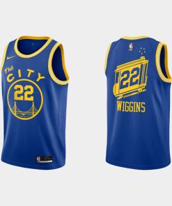 Men's Golden State Warriors #22 Andrew Wiggins 2020-21 Hardwood Classics Blue Stitched NBA Jersey