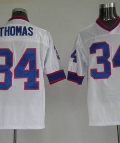 Mitchell & Ness Bills #34 Thurman Thomas White Stitched Throwback NFL Jersey