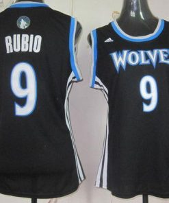 Timberwolves #9 Ricky Rubio Black Women's Alternate Stitched NBA Jersey