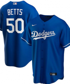 Men's Los Angeles Dodgers Blue #50 Mookie Betts Cool Base Stitched MLB Jersey