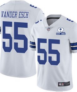 Men's Dallas Cowboys #55 Leighton Vander Esc White With Est 1960 Patch Limited Stitched NFL Jersey