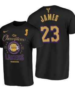 Los Angeles Lakers #23 LeBron James 2020 NBA Finals Champions Black Locker Room T-Shirt