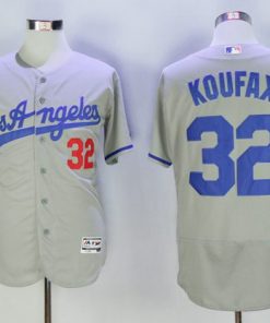 Dodgers #32 Sandy Koufax Grey Flexbase Authentic Collection Road Stitched MLB Jersey