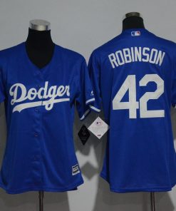 Women's Los Angeles Dodgers #42 Jackie Robinson Majestic Royal Cool Base Player Stitched MLB Jersey