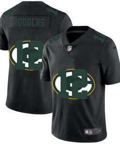 Men's Green Bay Packers #12 Aaron Rodgers Black Shadow Logo Limited Stitched NFL Jersey