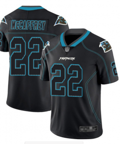 Men's Carolina Panthers #22 Christian McCaffrey Black Lights Out Color Rush NFL Limited Stitched Jersey
