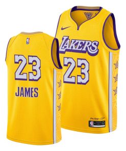 Men's Los Angeles Lakers #23 LeBron James 2020 Gold Finals Stitched NBA Jersey