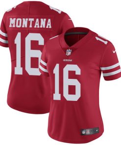 Women's 49ers #16 Joe Montana Red Untouchable Limited Stitched Jersey