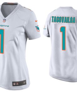 Women's Miami Dolphins #1 Tua Tagovailoa White Stitched Jersey(Run Small)