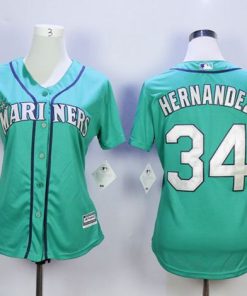 Mariners #34 Felix Hernandez Green Alternate Women's Stitched MLB Jersey