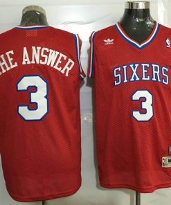 76ers #3 Allen Iverson Red Throwback "The Answer" Stitched NBA Jersey