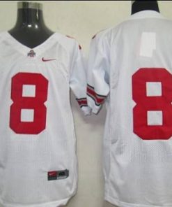 Buckeyes #8 White Stitched NCAA Jersey