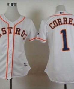 Astros #1 Carlos Correa White Home Women's Stitched MLB Jersey