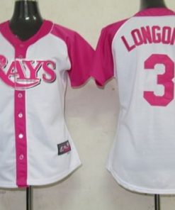 Rays #3 Evan Longoria White/Pink Women's Splash Fashion Stitched MLB Jersey