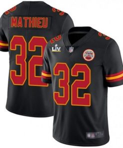 Men's Kansas City Chiefs #32 Tyrann Mathieu Black 2021 Super Bowl LV Stitched NFL Jersey