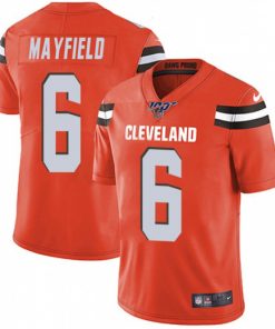 Men's Cleveland Browns 100th #6 Baker Mayfield Orange NFL Vapor Untouchable Limited Stitched Jersey