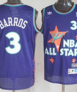 76ers #3 Dana Barros Purple 1995 All Star Throwback Stitched NBA Jersey