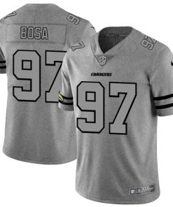 Men's Los Angeles Chargers #97 Joey Bosa 2019 Gray Gridiron Team Logo Stitched NFL Jersey